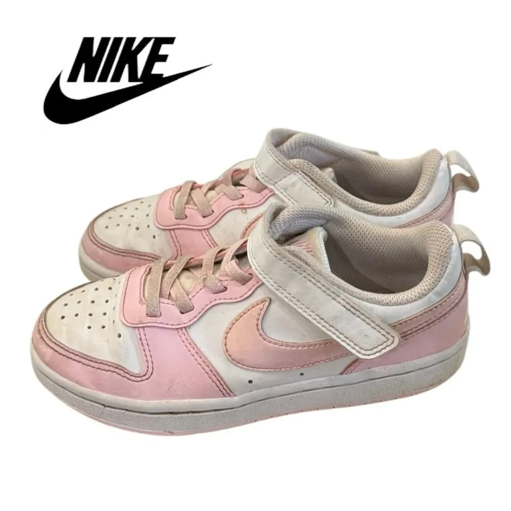 Nike Kids Preschool Court Borough Low Recraft Pink White Shoes Sneakers 13C